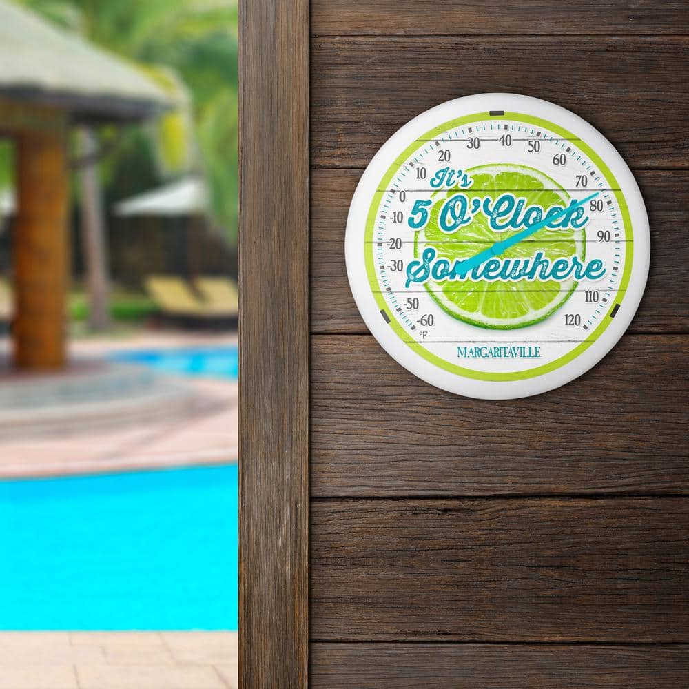13.25-inch “It’s 5 O’Clock Somewhere” Margaritaville Analog Dial Thermometer - Hercitys