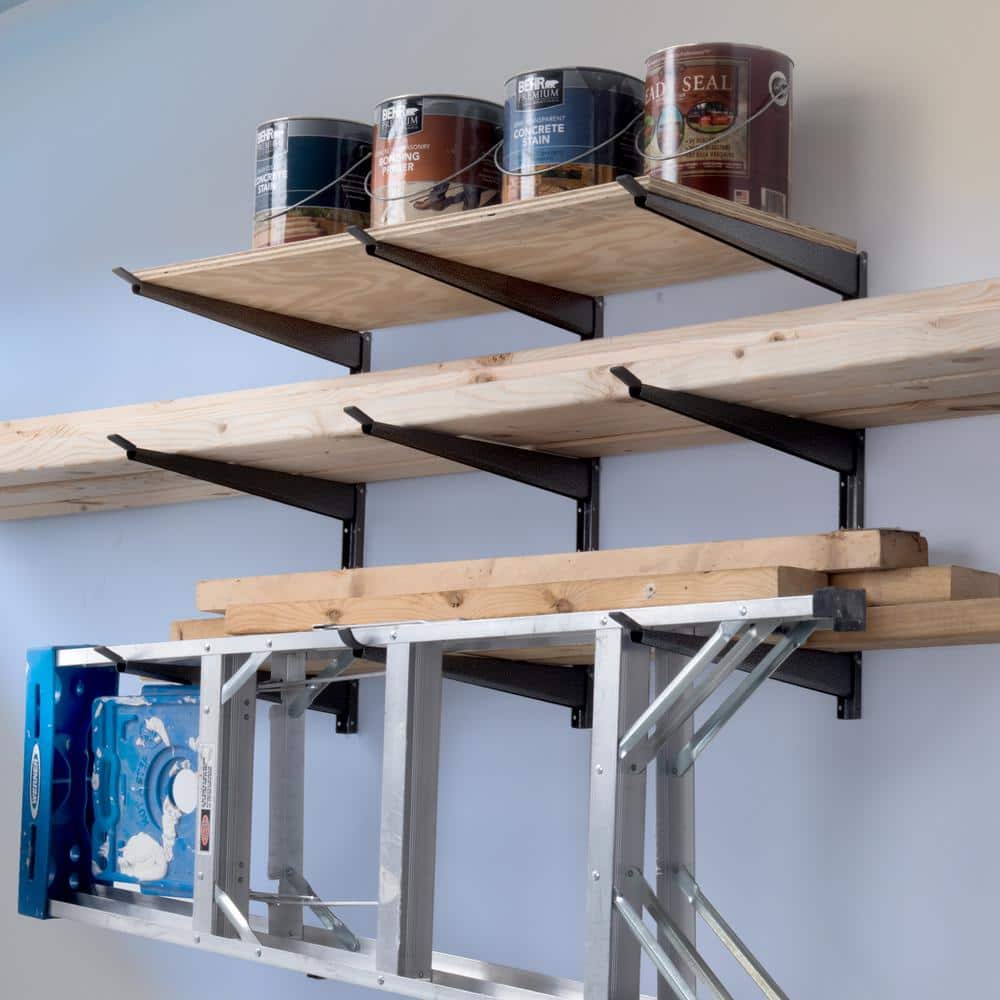 16 in. x 21 in. Heavy-Duty Wall Rack, Adjustable 3-Tier Wide Lumber Rack Holds 720 lbs. Steel Garage Wall Shelf Brackets - Hercitys