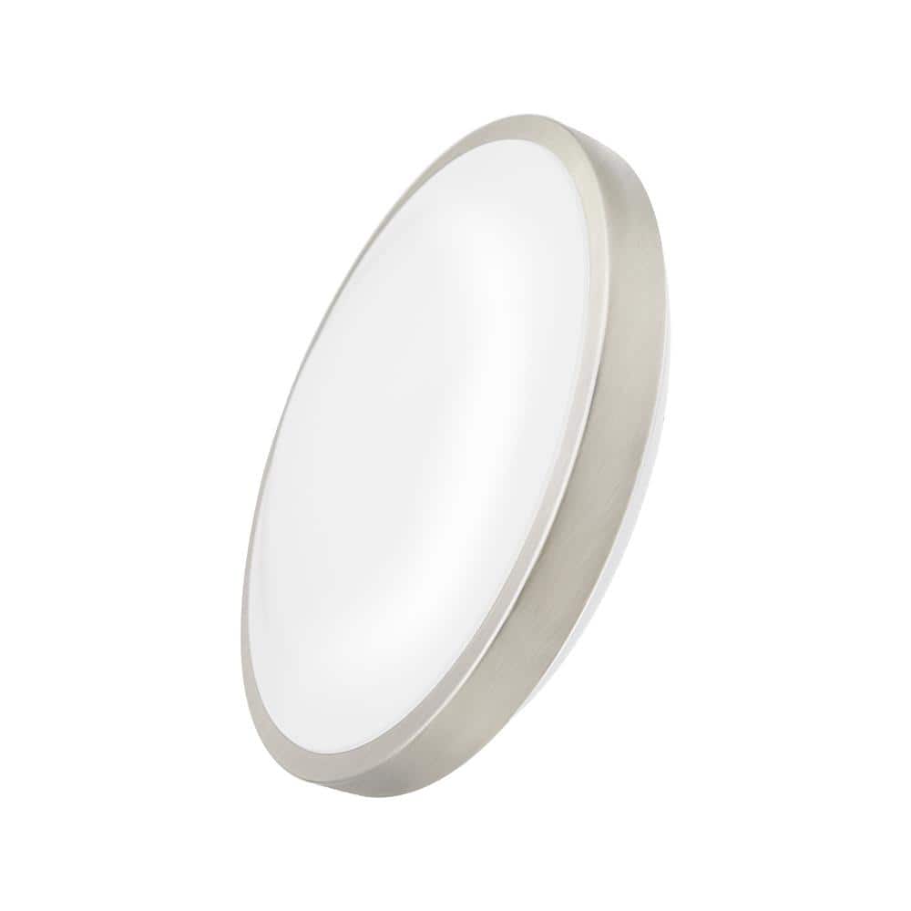 12 in. Light Brushed Nickel Integrated LED Round Ceiling Flush Mount Light Fixture 4000K - Hercitys