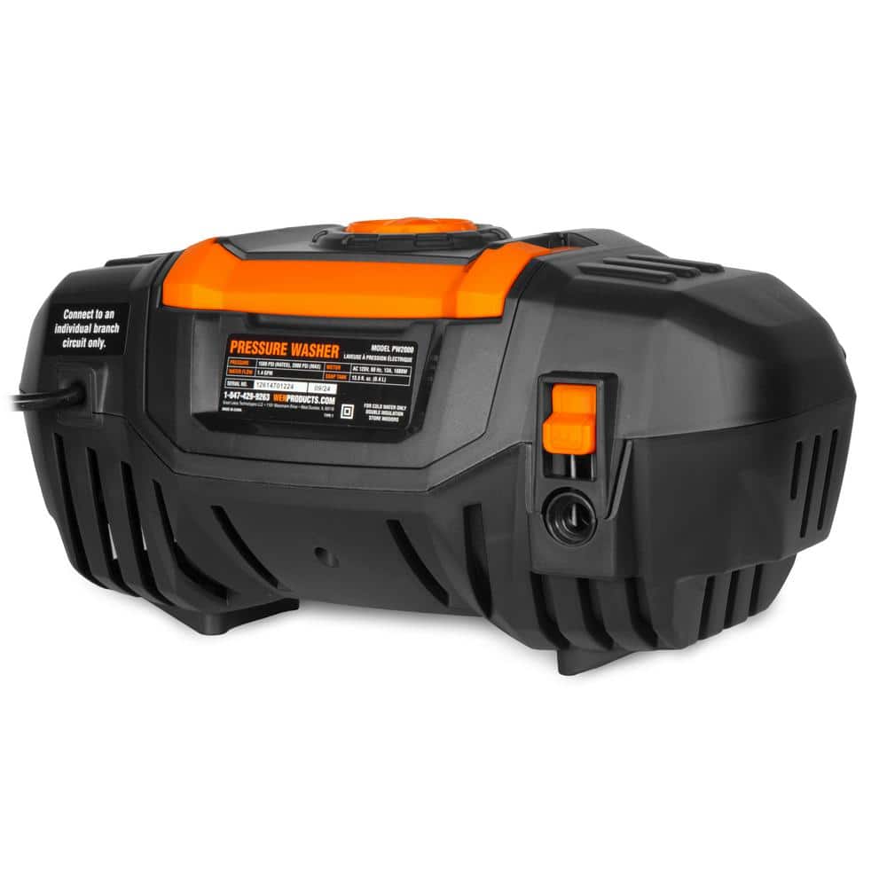 2000 PSI Electric Cold Water Pressure Washer, Briefcase Style with 1.4 GPM Adjustable Flow Rate - Hercitys