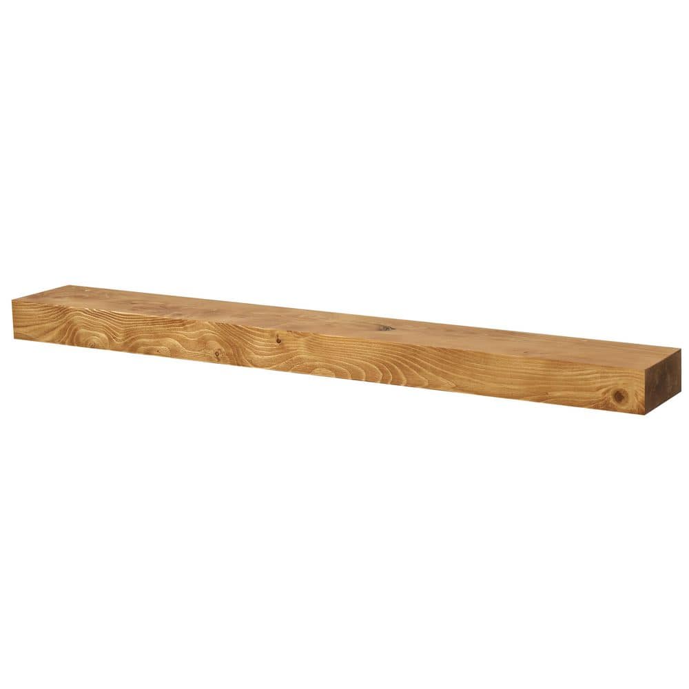 36 in. Aged Oak Smooth Timber Floating Shelf-Versatile Wood Mantel and Wall Shelf - Hercitys