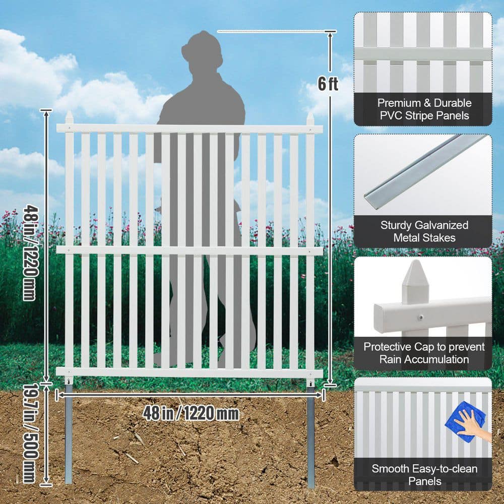 48 in. H Vinyl Garden Fence Privacy Fence Panels, Air Conditioner Fence, Outdoor Privacy Screen Kit Strip Panels, 2 Pack - Hercitys