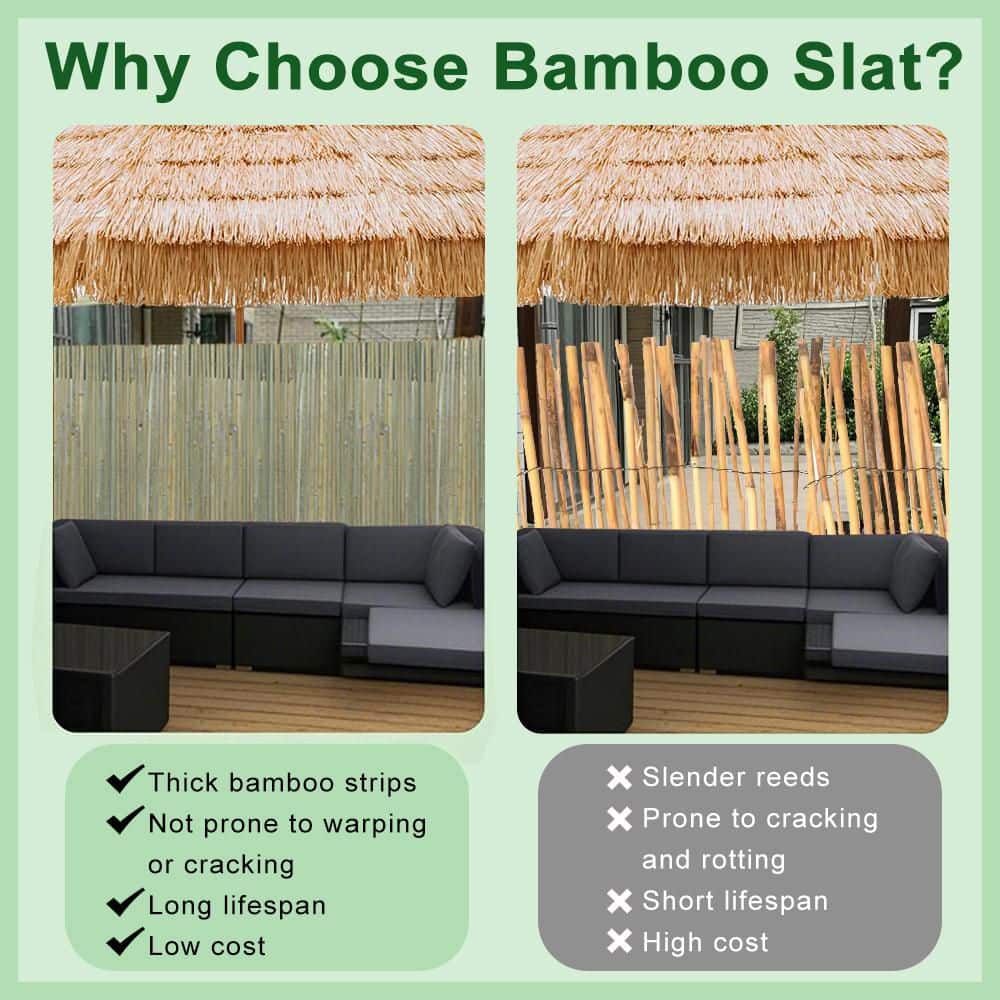 4 ft. x 16.4 ft. Bamboo Slat Garden Fence Natural - Hercitys