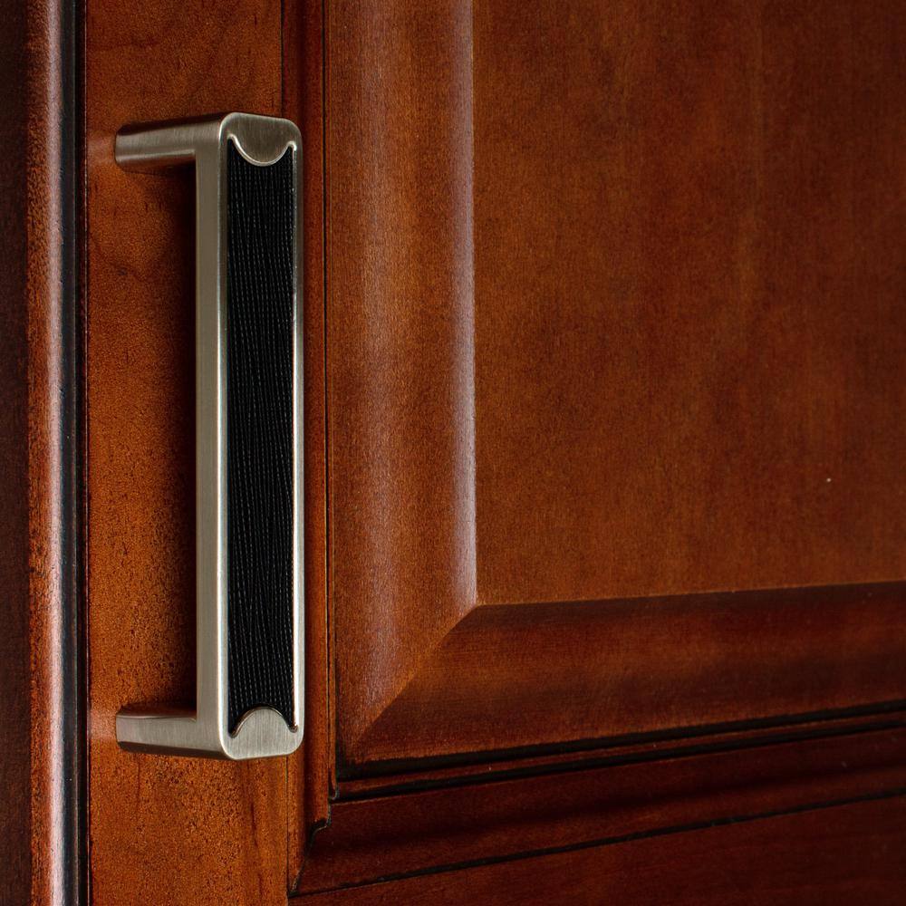 3-3/4 in. Center Satin Nickel Embossed Leather Strip Rectangle Cabinet Drawer Pulls (10-Pack) - Hercitys