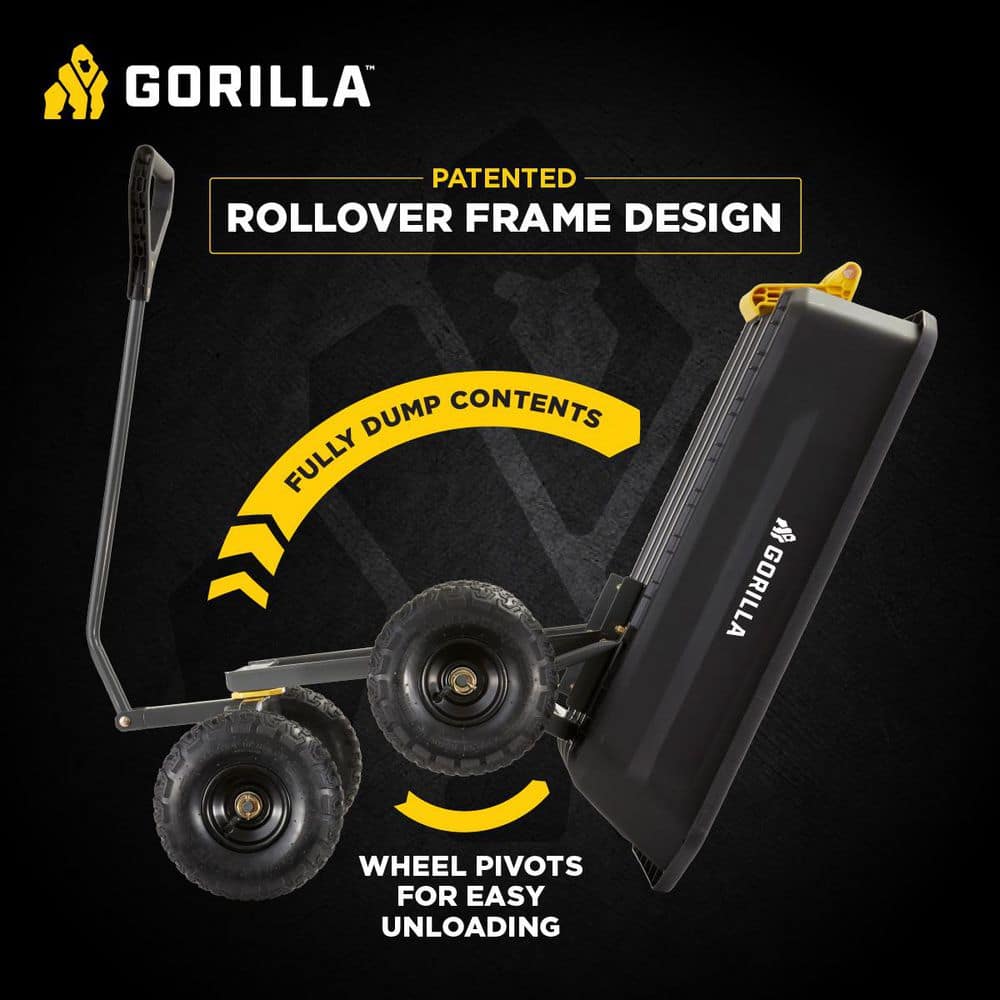 4 cu. ft. Patented Poly Dumping Garden Cart, 600 lbs. Capacity, 35 in. x 22 in. x 8 in. Bed, 10 in. Pneumatic Tires - Hercitys