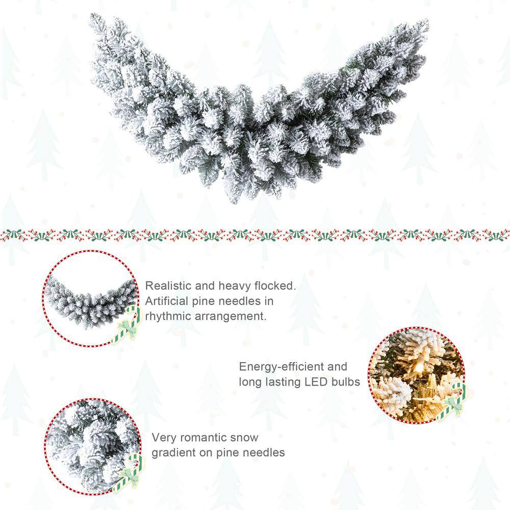 3 ft. L Pre-Lit Snow Flocked Christmas Swag, with 50 Warm White LED Lights, Three Function - Hercitys
