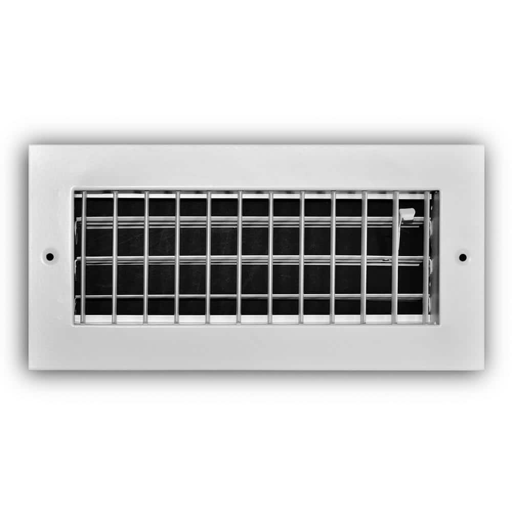 12 in. x 6 in. 1-Way Aluminum Adjustable Wall/Ceiling Register in White - Hercitys