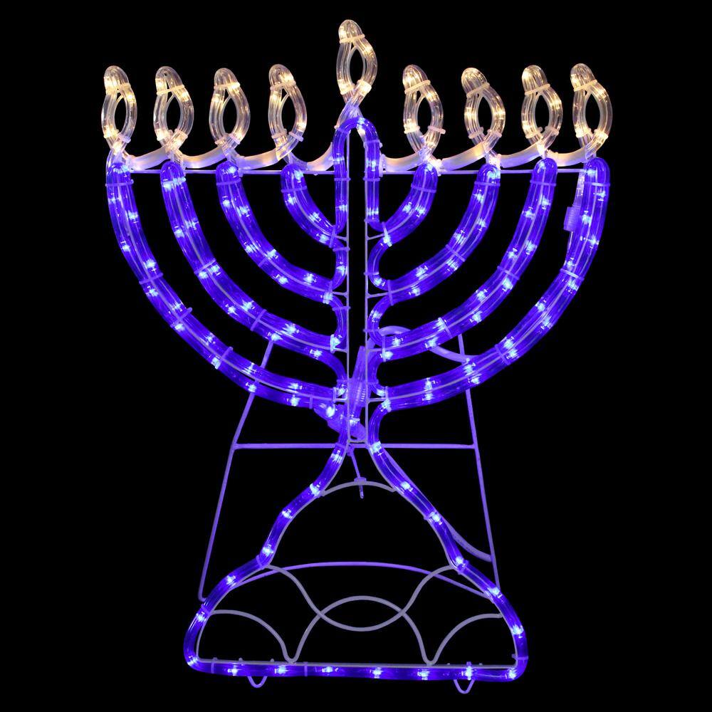 23 in. Warm White LED Rope 156-Light Menorah Commercial Hanukkah Decoration - Hercitys