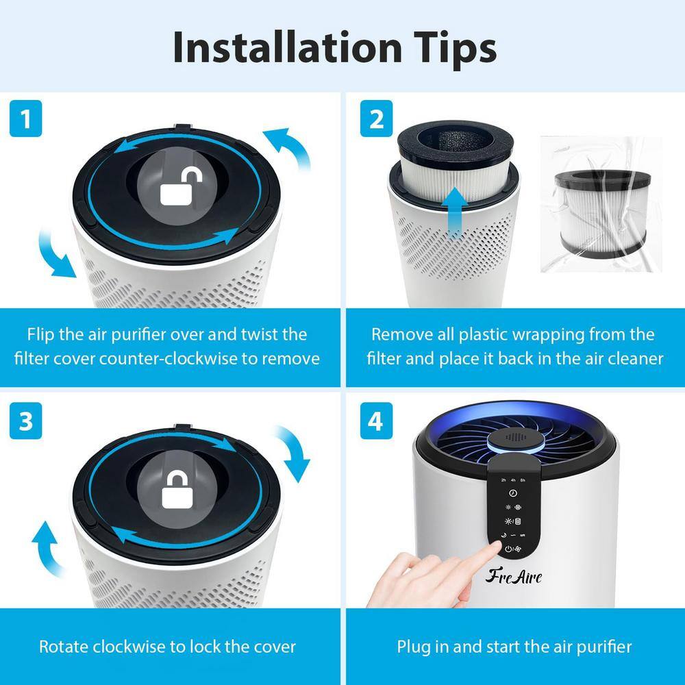 538 sq. ft. HEPA Filter Air Purifier for Home with 3-in-1 Filter, Sleep Mode and Timer in White - Hercitys