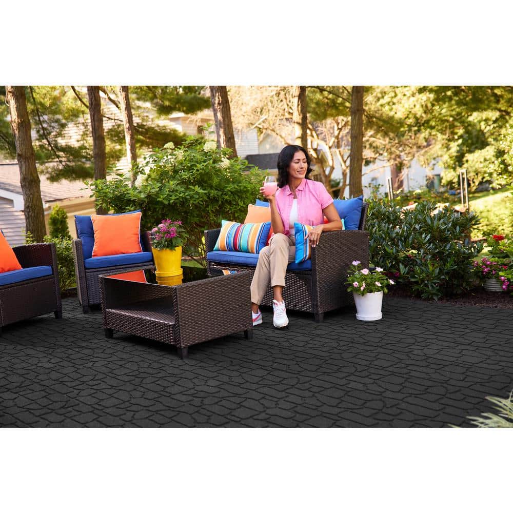 24 in. x 12 in. x 5/8 in. Black Interlocking Dual-Sided Rubber Paver (9-Pack) - Hercitys
