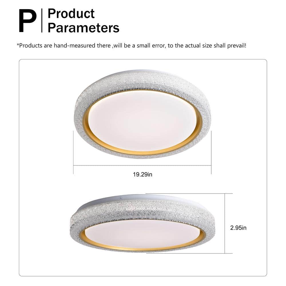 19.69 in. 1-Light White Selectable LED 36-Watt 5 CCT Flush Mount Ceiling Light - Hercitys