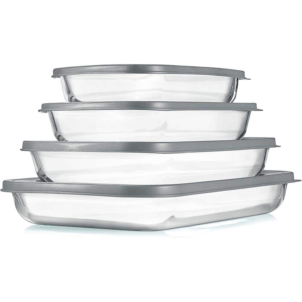 4-Piece Gray Glass Bakeware Set - Hercitys