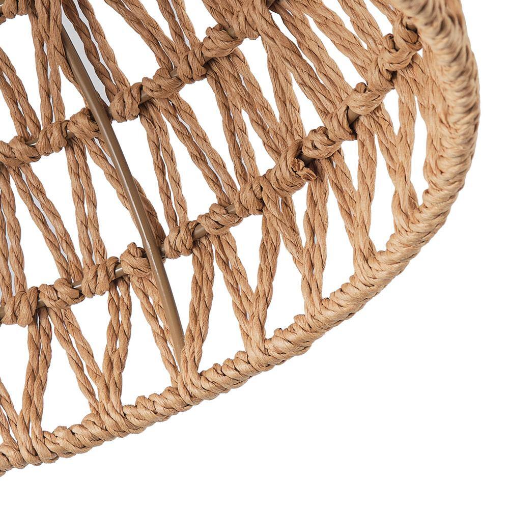 11.02 in. 1-Light Handmade Woven Boho Semi-Flush Mount Rustic Rattan Ceiling Light - Hercitys