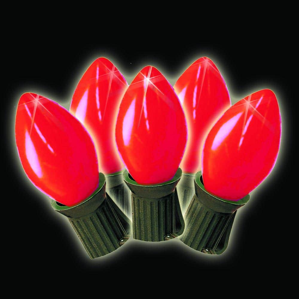 25 ft. 25-Light Red Christmas C7 Incandescent Old Fashioned String Lights - Hercitys