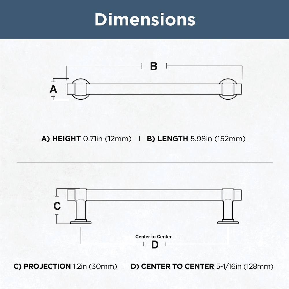 5-Pack 5-1/16 in. (128 mm) Classic Cabinet Bar Pulls in Satin Nickel with Antimicrobial Properties - Hercitys