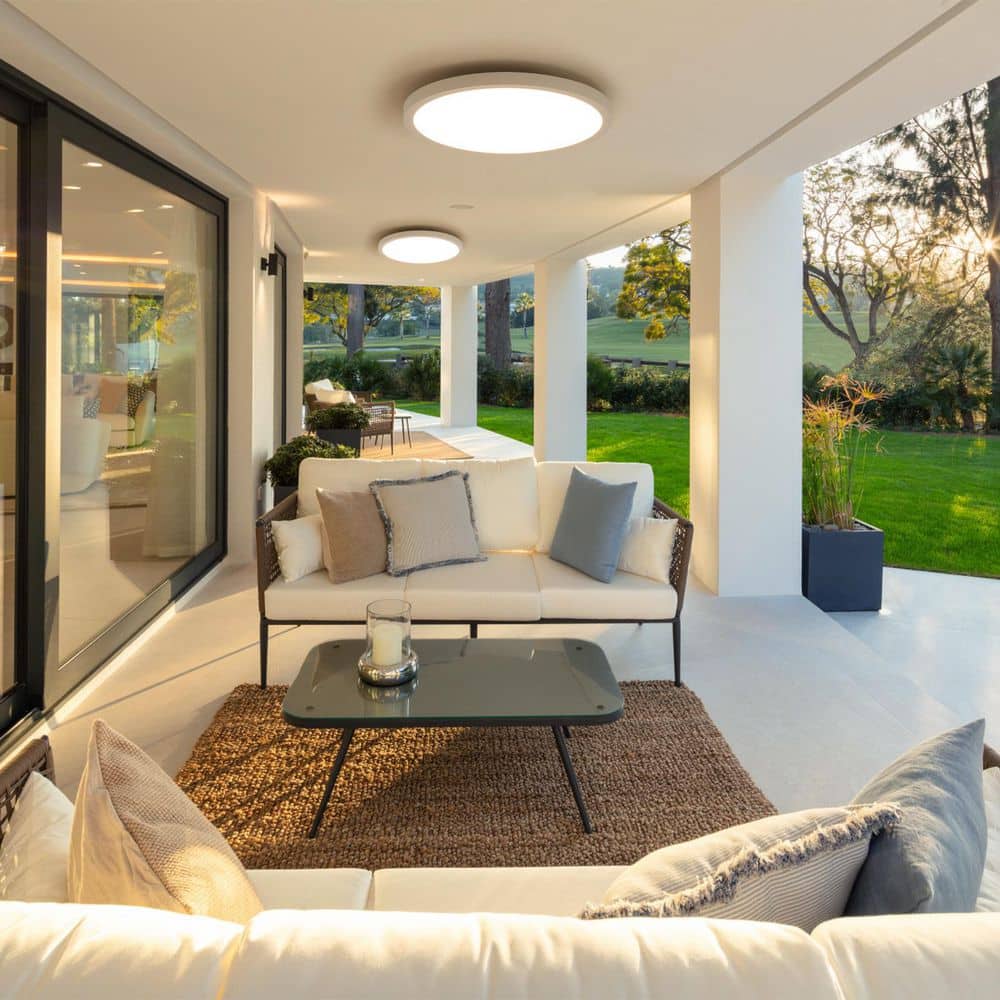 12 in. 20-Watt Modern White Integrated LED Flush Mount with White ABS Shade - Hercitys