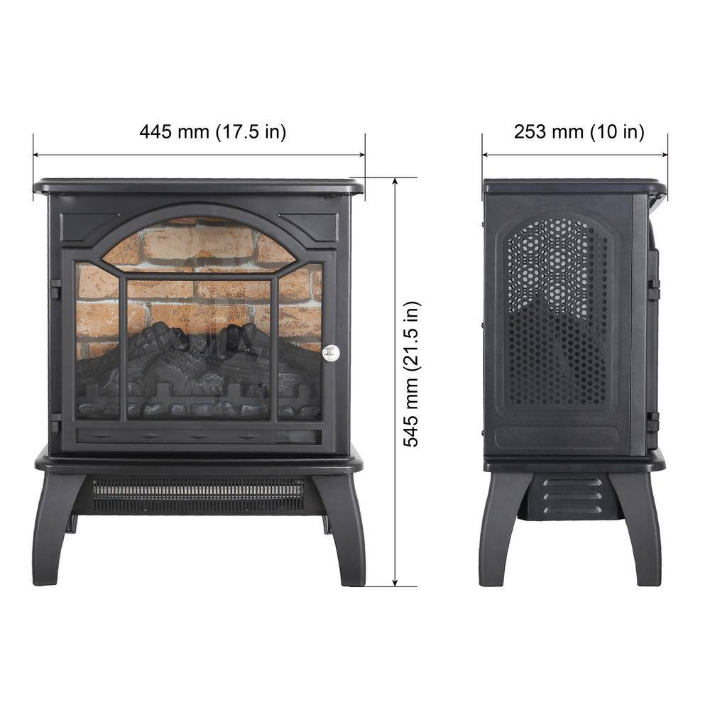 18 in. 3D Flame Freestanding Smart Infrared Quartz Electric Fireplace Stove with Remote Control in Black - Hercitys