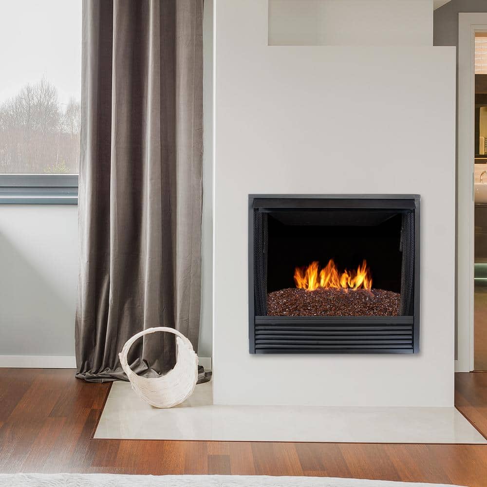 24 in. x 15 in. Direct Vented Natural Gas Log Sets with Fire Glass Burner Kit - Hercitys
