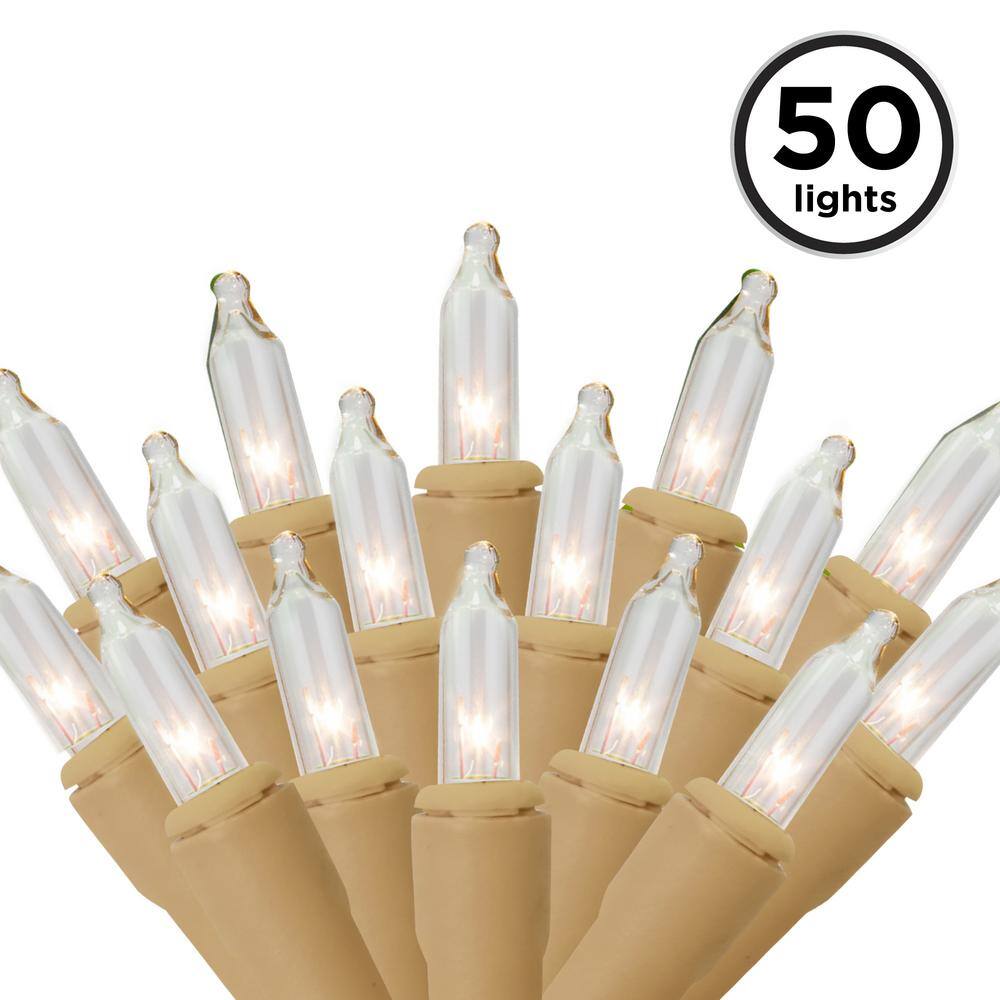 50-Light Designer Series Clear Mini Lights, Champaign Wire - Hercitys