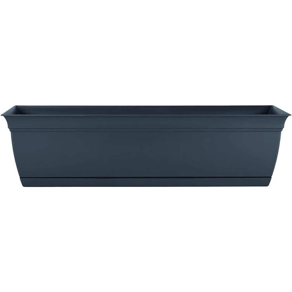 30 in. Window Planter Indoor Outdoor Rectangular Plastic Plant Pot with Removable Saucer for Flowers - Hercitys