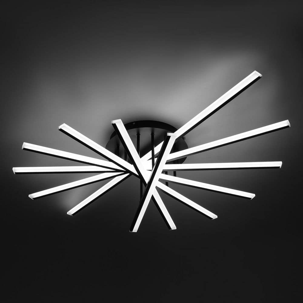 42.5 in. 7-Light Black Integrated LED Modern Creative Flush Mount Ceiling Lamp - Hercitys