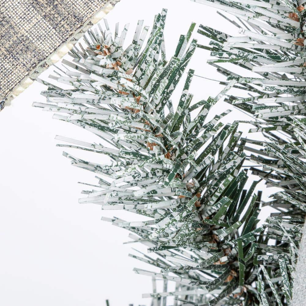 24 in. Snowy Pine Artificial Christmas Wreath with Red Berries Cone and Red Bow - Hercitys