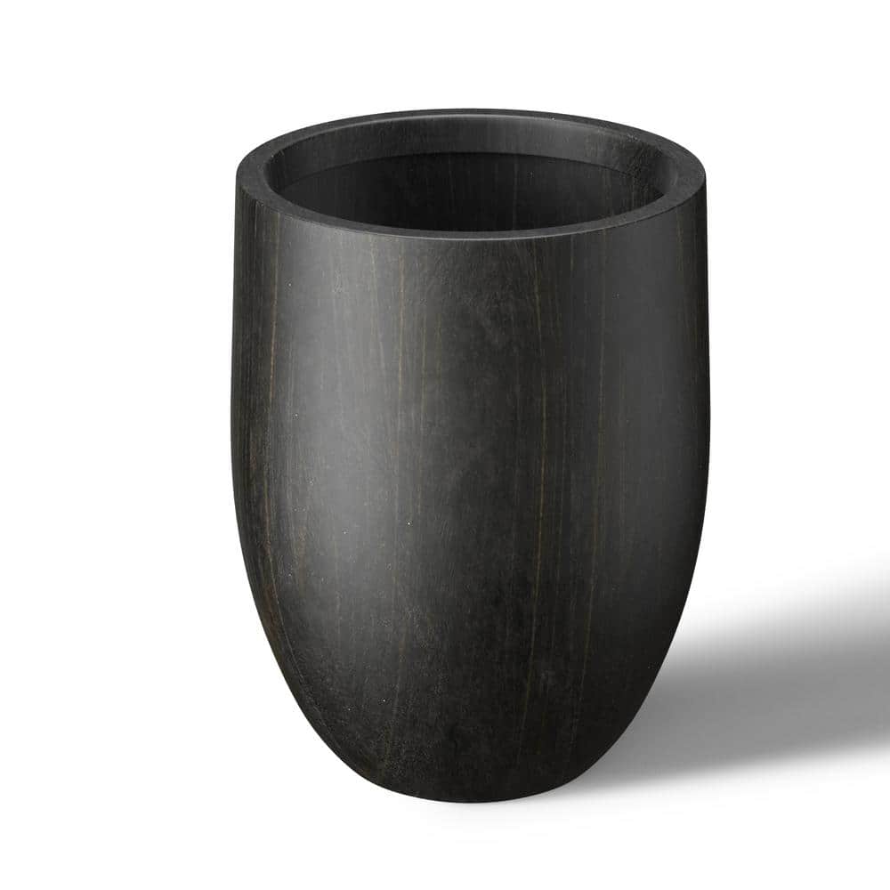 17 in. Large Bronzed Black Concrete Round planter / Pot with drainage holes - Hercitys