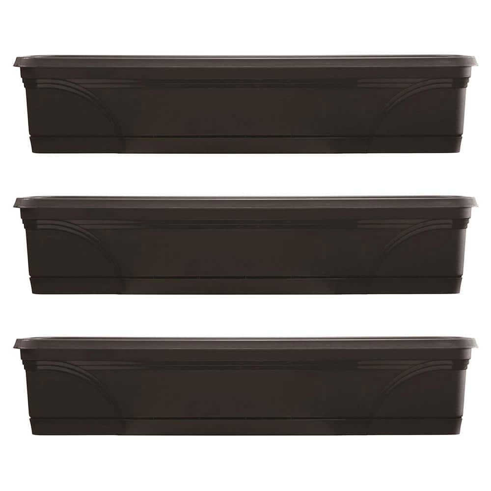 36 in. Medallion Hanging Windowsill Resin Garden Box Planter (3-Pack) - Hercitys
