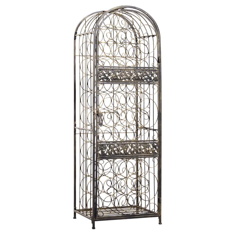 45 Bottle Wrought Iron Wine Rack Jail with Lock - Hercitys