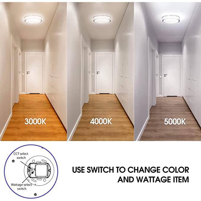 18 in. LED Round Ceiling Light Dimmable Modern Flush Mount Brushed Nickle 24W-32W 3000K-5000K - Hercitys