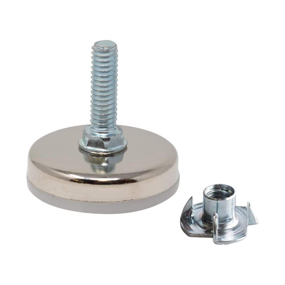 (100-Pack) Titan Nickel-White Hex Base 5/16-18 Thread x 1 in. L Stem Furniture Replacement Leveler with Insert Pro Pack - Hercitys