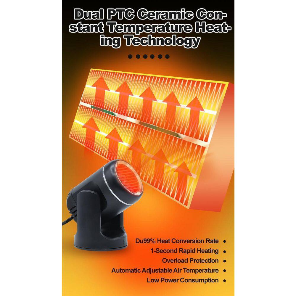 12V 150W Car Heater and Defroster with 360° Rotatable Holder - Hercitys