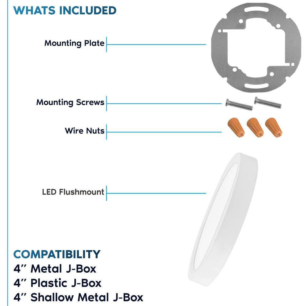 5 in. Modern Flush Mount Ceiling Light Fixture LED Integrated 12-Watt 800 Lumens 5CCT 2700K-5000K Dimmable (4-Pack) - Hercitys