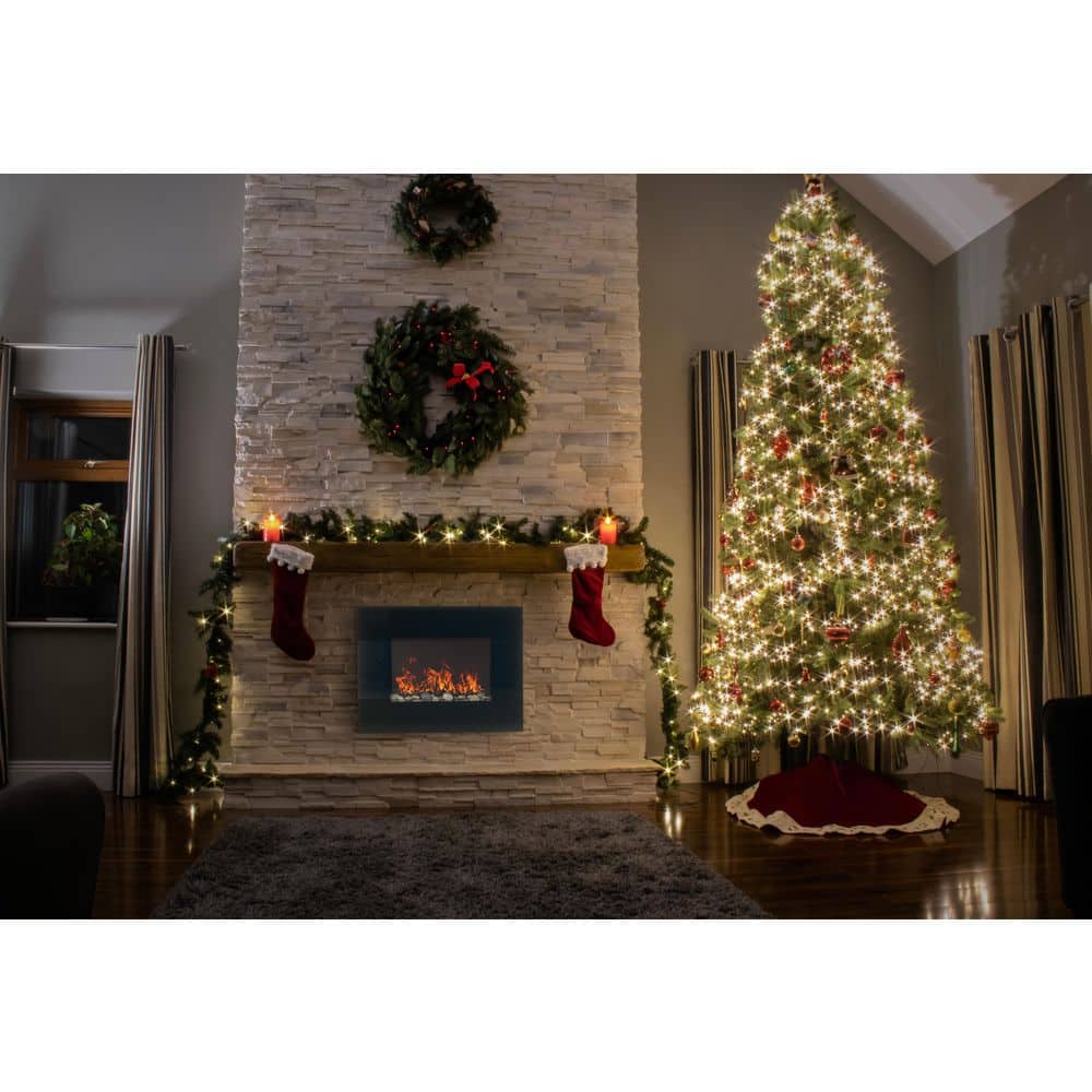 26 in. Glass Panel Wall Mount Electric Fireplace and Remote in Black - Hercitys