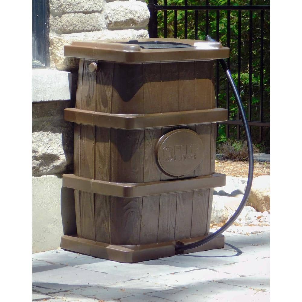 45 Gal. Woodgrain Rain Barrel in Brown - Hercitys