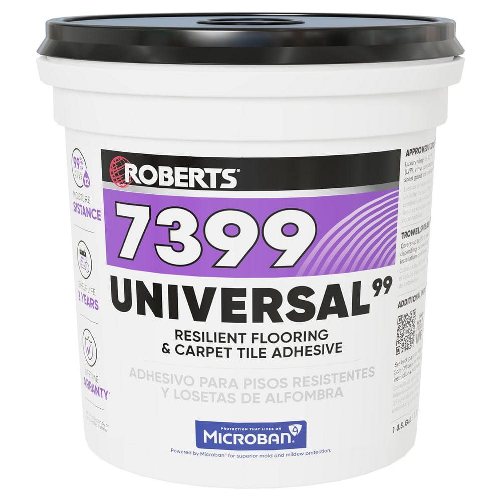 1 Gal. (4 qt.) 8-10 Hour Dry Time Universal Resilient Flooring and Carpet Tile Floor Adhesive in Off White - Hercitys