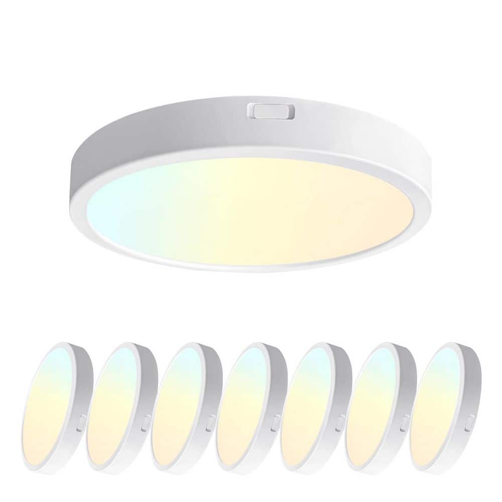 5 in. White New-Ultra-Low-Profile Edge Lit Integrated LED 5CCT Selectable Flush Mount Light Panel Ceiling Light (8-Pack) - Hercitys