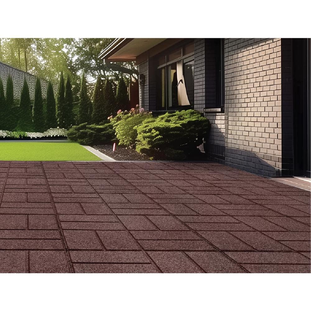 16 in. x 16 in. x 5/8 in. Brown SmartLoc Rubber Paver (9-Pack) - Hercitys