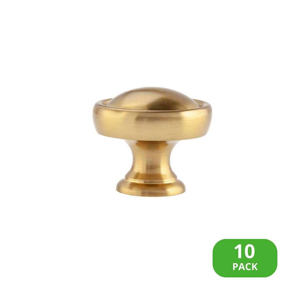 10-Pack Grayson 1-1/8 in. (29 mm) Traditional Satin Brass Round Cabinet Knob - Hercitys