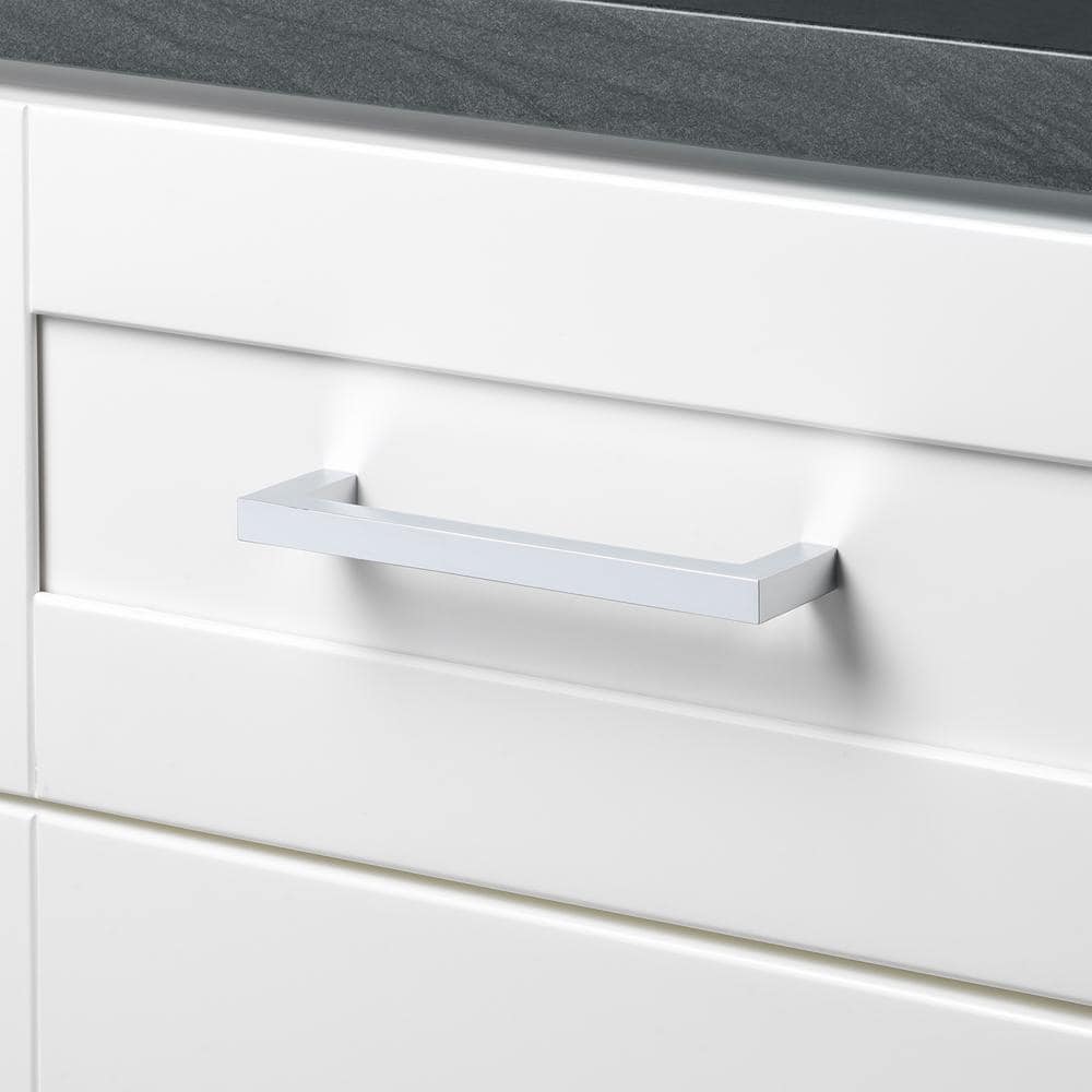 5 in. Center-to-Center Solid Square Slim Polished Chrome Cabinet Bar Pull (10-Pack) - Hercitys
