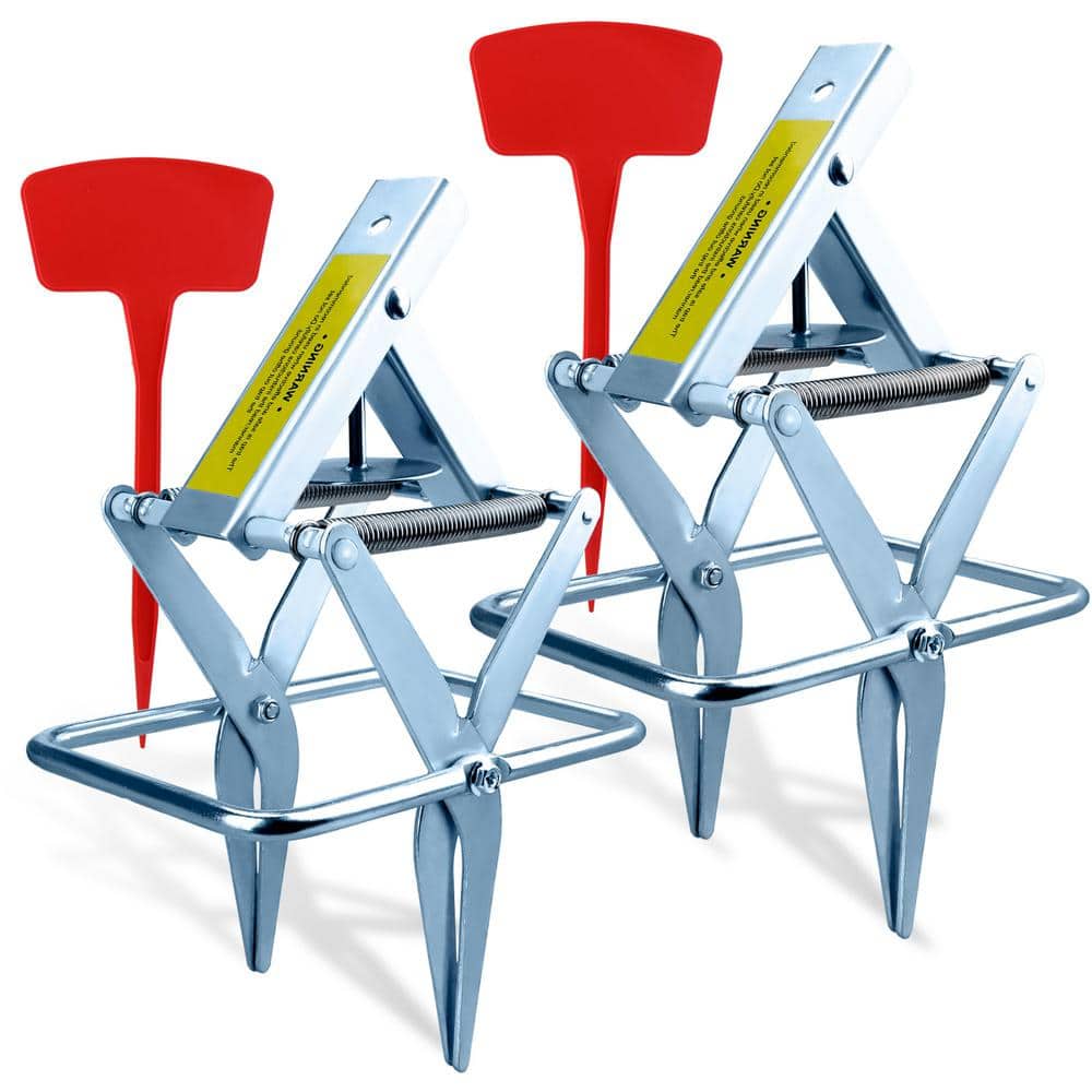 2-Piece Easy Setup Reusable Metal Mole Traps for Garden Lawn, Silver - Hercitys