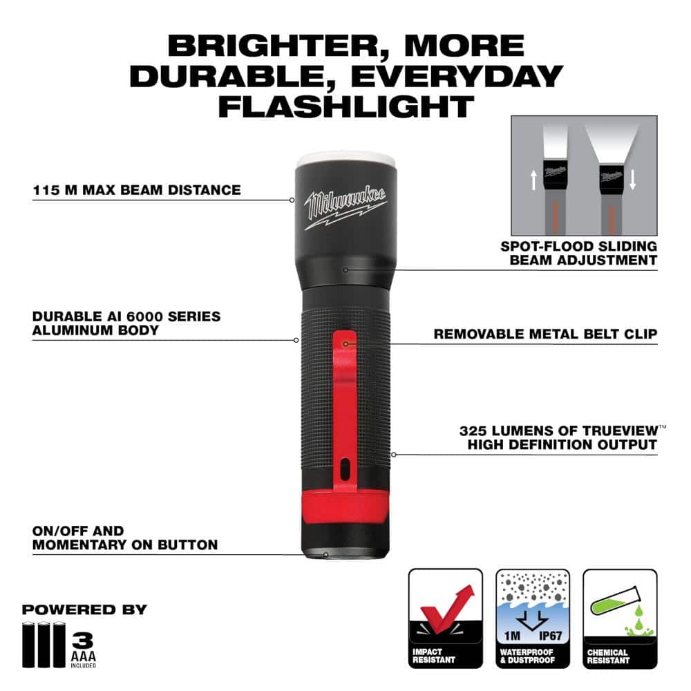 325 Lumens LED Aluminum Flashlight - Hercitys