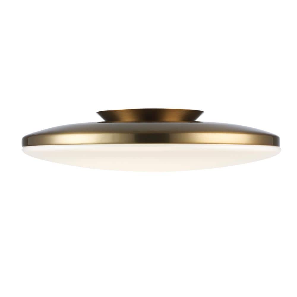 13 in. Brass Integrated LED Semi-Flush Mount Ceiling Light with Acrylic Shade - Hercitys