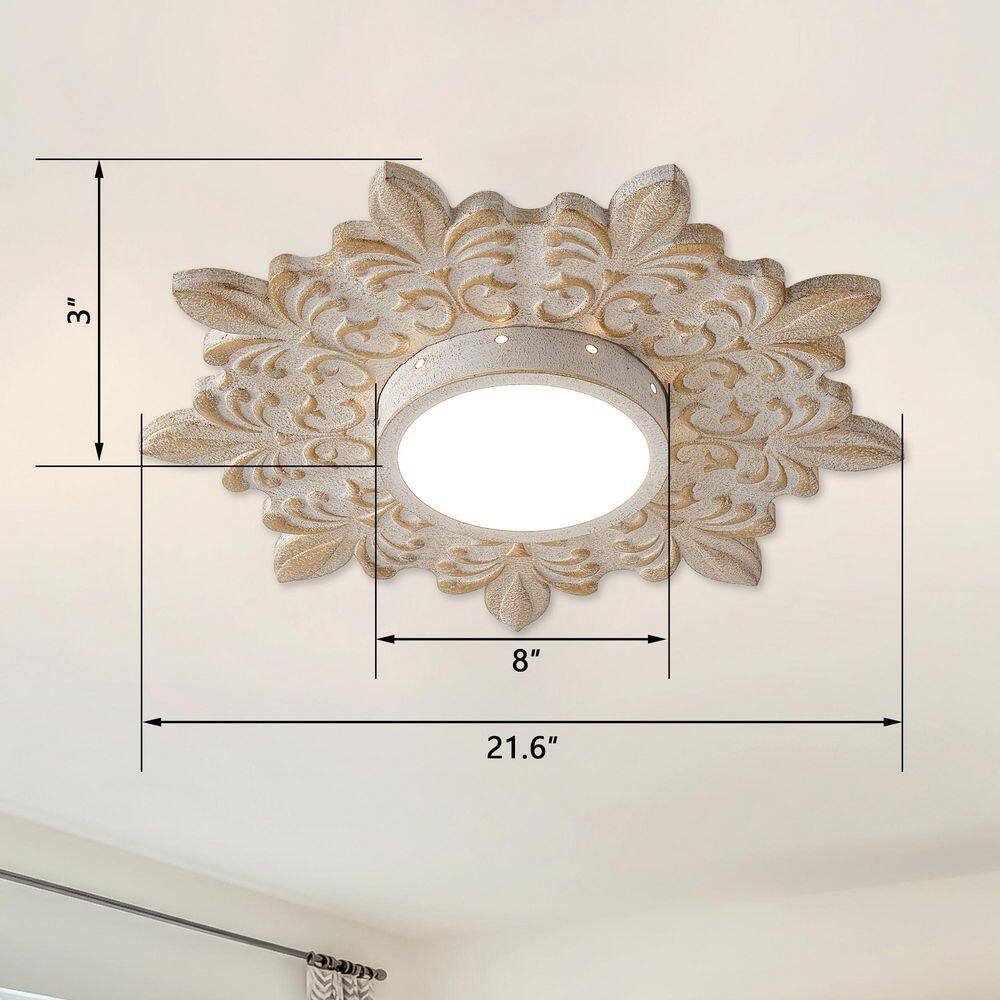 21.65 in. 16-Watt Modern White Dimmable Flower Shape LED Light Flush Mount with Acrylic Shade - Hercitys