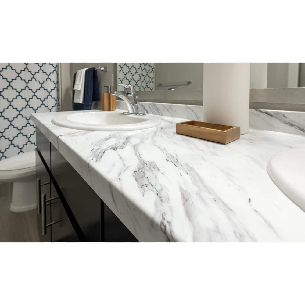 4 ft. x 8 ft. Laminate Sheet in Calcutta Marble with Premium Textured Gloss Finish - Hercitys