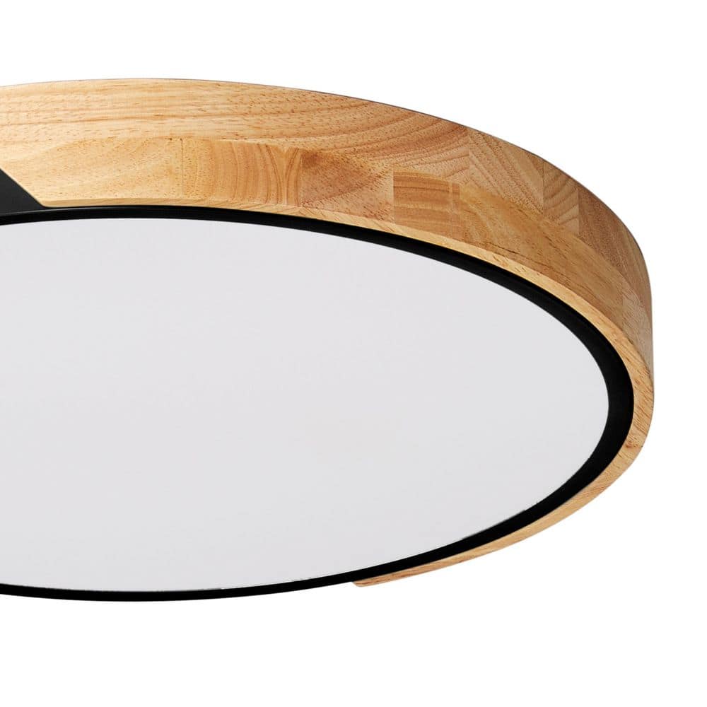 15.74 in. 6000K Classic Black LED Flush Mount Light with Black PS Shade 36-Watt Close to Ceiling Light - Hercitys