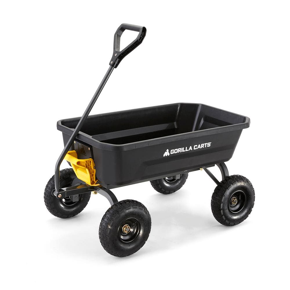 4 cu. ft. Patented Poly Dumping Garden Cart, 600 lbs. Capacity, 35 in. x 22 in. x 8 in. Bed, 10 in. Pneumatic Tires - Hercitys