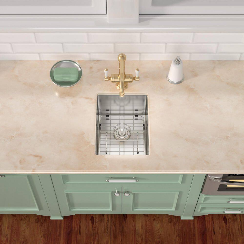 16-Gauge Stainless Steel 14 in. Single Bowl Undermount Bar Sink - Hercitys