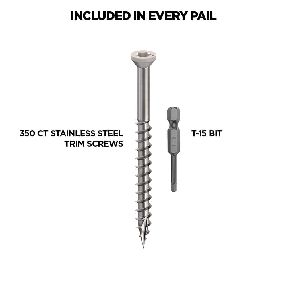 2-1/2 in. #8 316 Stainless Steel Stone Gray Premium Star Drive Trim Screws (350-Count) - Hercitys