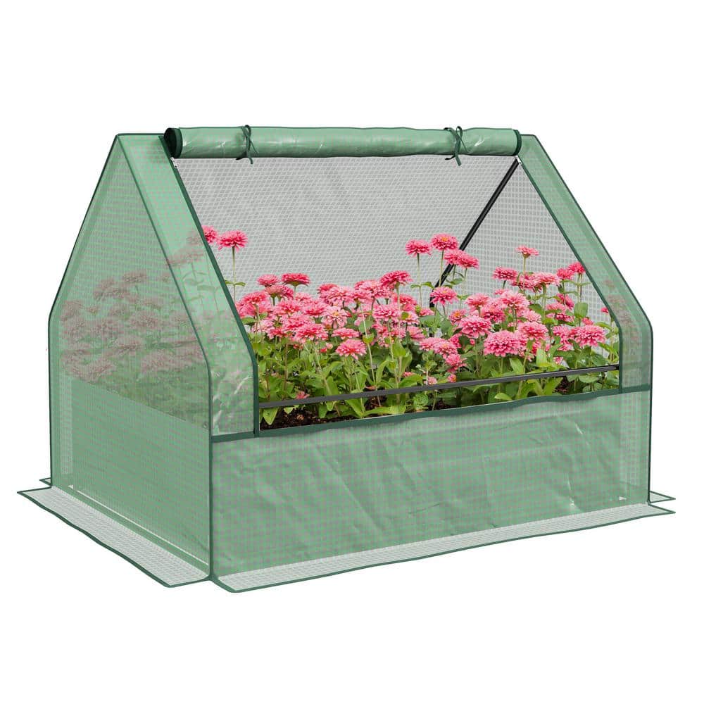 38 in. W x 49 in. D x 36 in. H Raised Garden Bed with Mini Greenhouse Winter Plastic Greenhouses for Outdoors, Green - Hercitys